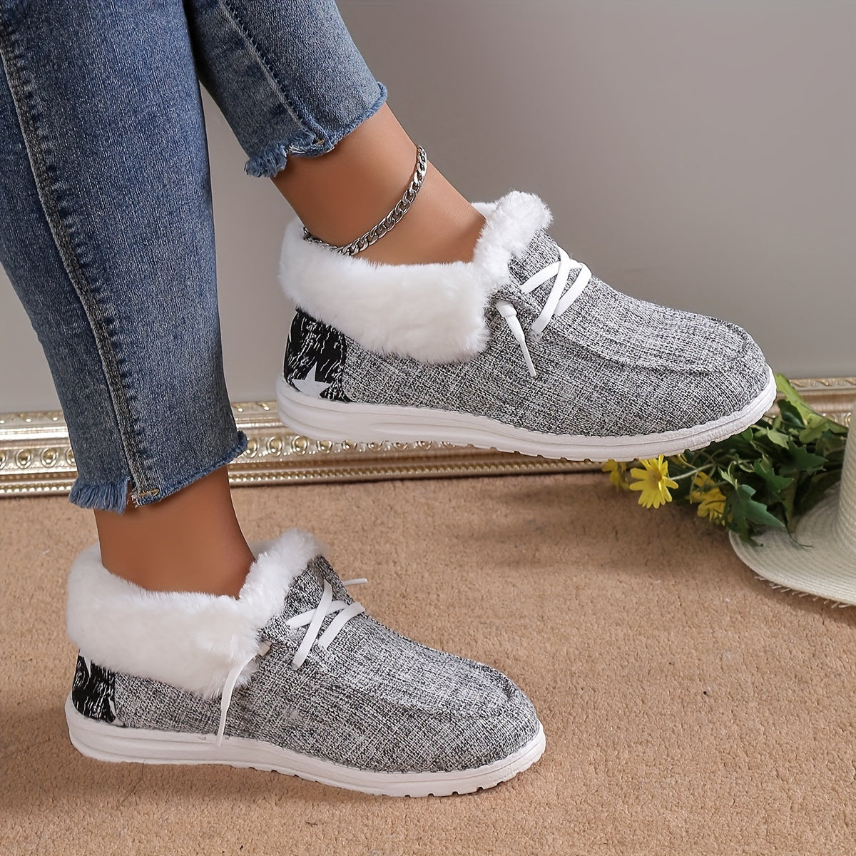[Cozy Winter Boots] Warm & Cozy Women's Plush Lined Shoes - Thermal Winter Ankle Boots, Slip on Snow Boots
