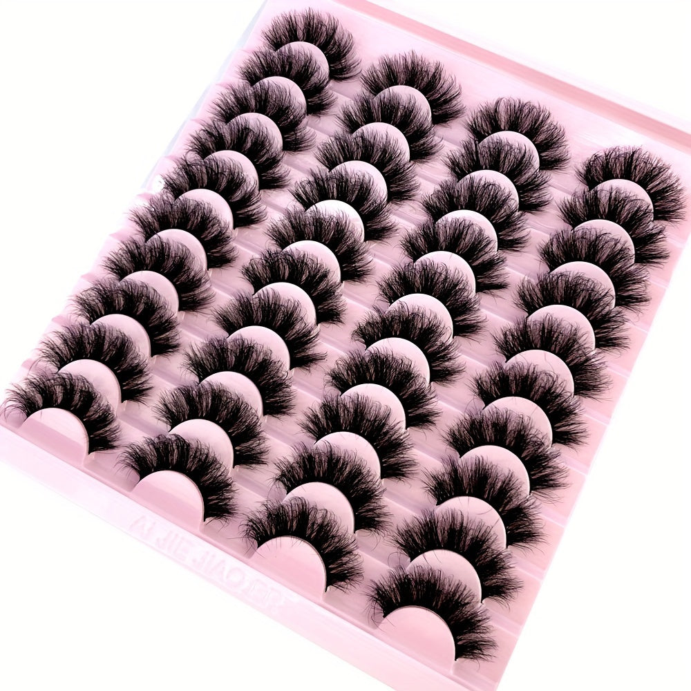 20 Pairs Handmade 3D Mink Eyelashes Set, Natural Fluffy Cat Eye Style, Reusable 0. 07mm Thickness, C/D Curl, 13-25mm Length, Beginner-Friendly False Lashes for Dramatic Makeup Looks