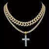 2 Shiny Pendants With Ice Cuban Chain Miami Necklace Men And Women Hip-hop Pendant Necklace Jewelry Gift