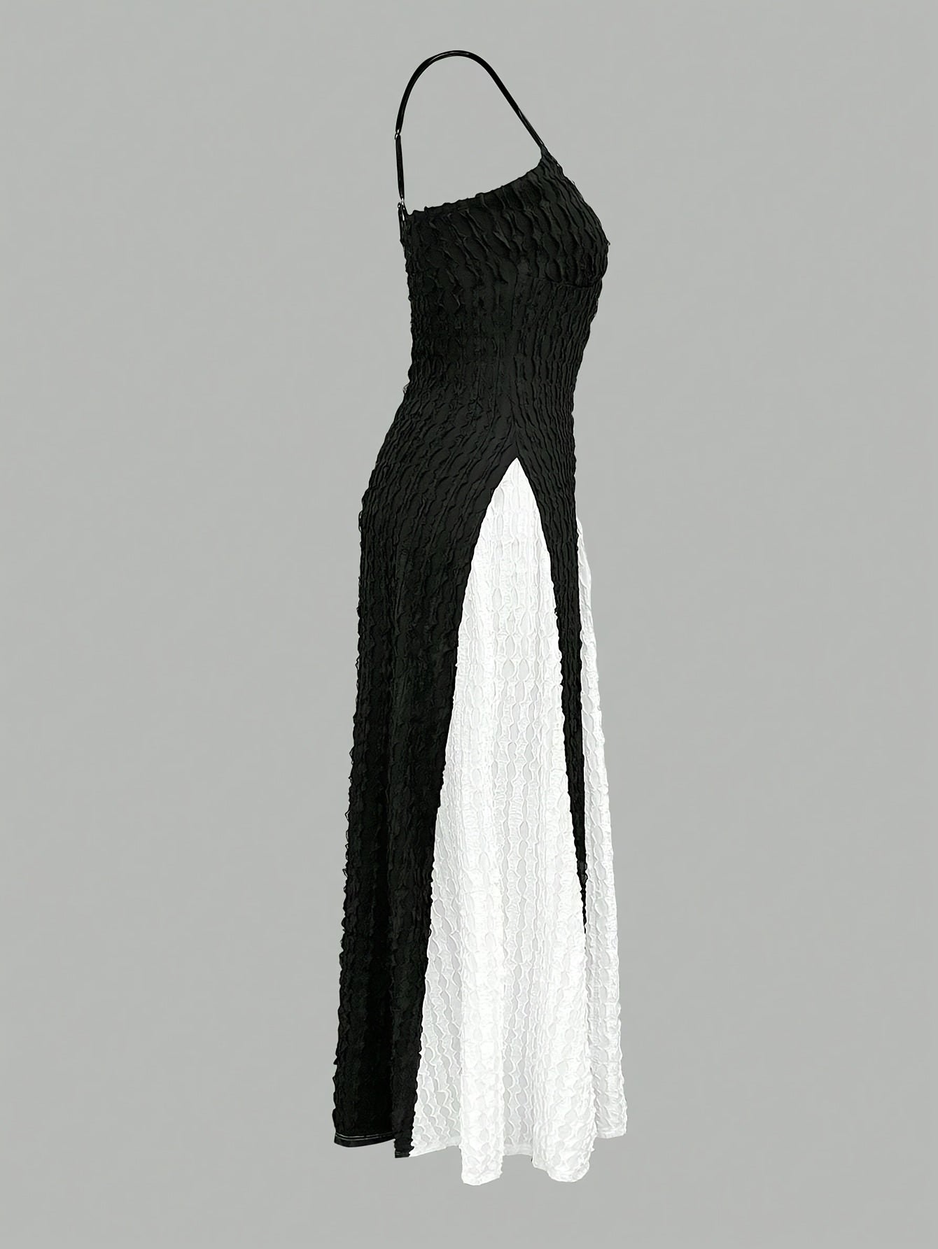 Women'S Casual Textured Patchwork Backless Color-Blocking Loose-Fitting Jumpsuit with Thin Straps