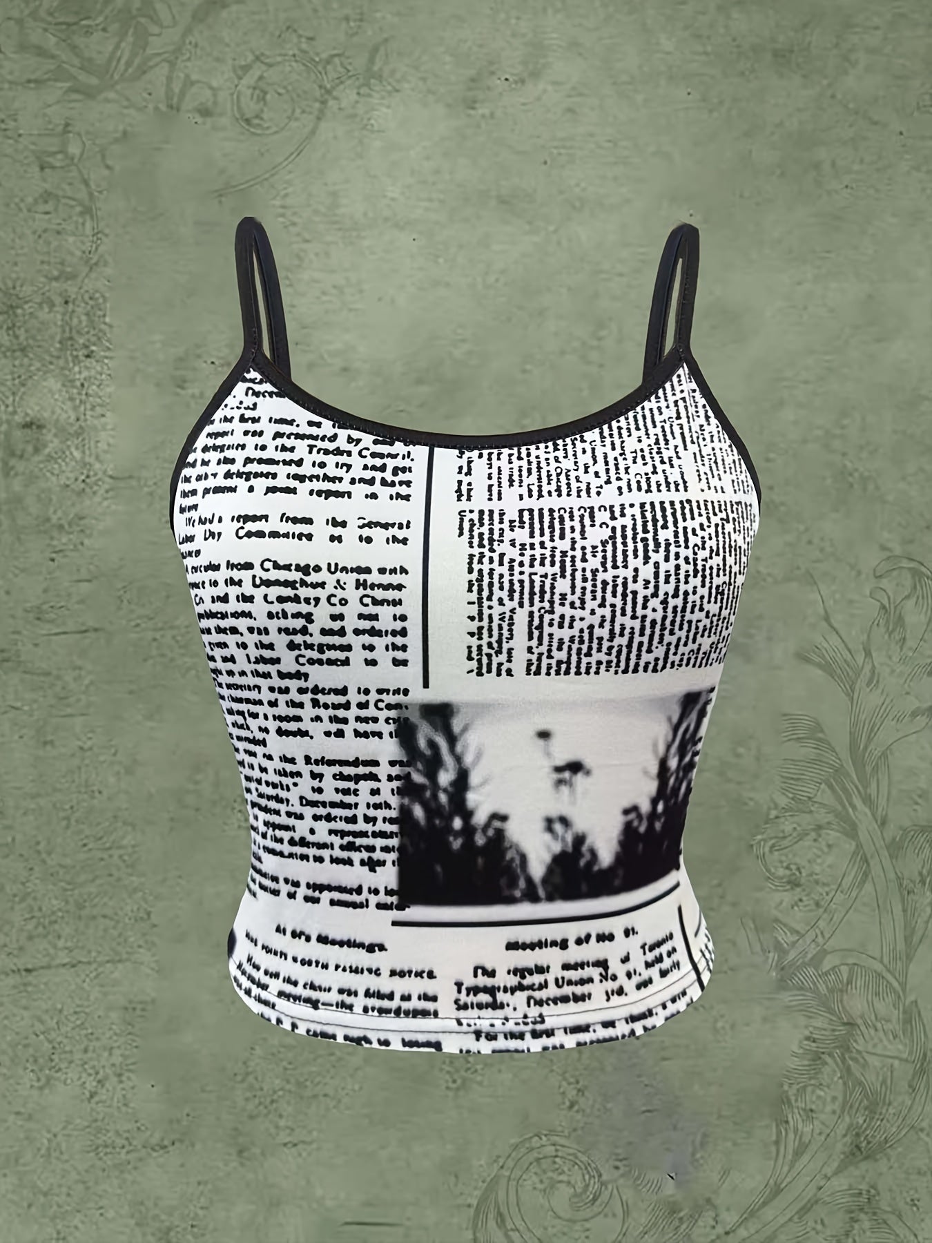 Sleeveless Tank Top with a Directional Letter Monster Print
