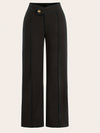 Asymmetrical High Waist Pants, Elegant Solid Color Straight Leg Pants For Spring & Fall, Women's Clothing