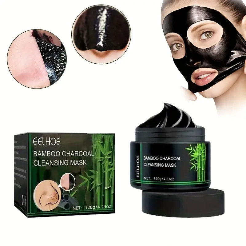2pcs, 120g/ 4.23oz, Unisex Adult Bamboo Charcoal Facial Cleansing Mask, Contains Bamboo Charcoal, Aloe Vera, Alcohol-Free, Moisturizing - Suitable for All Skin Types