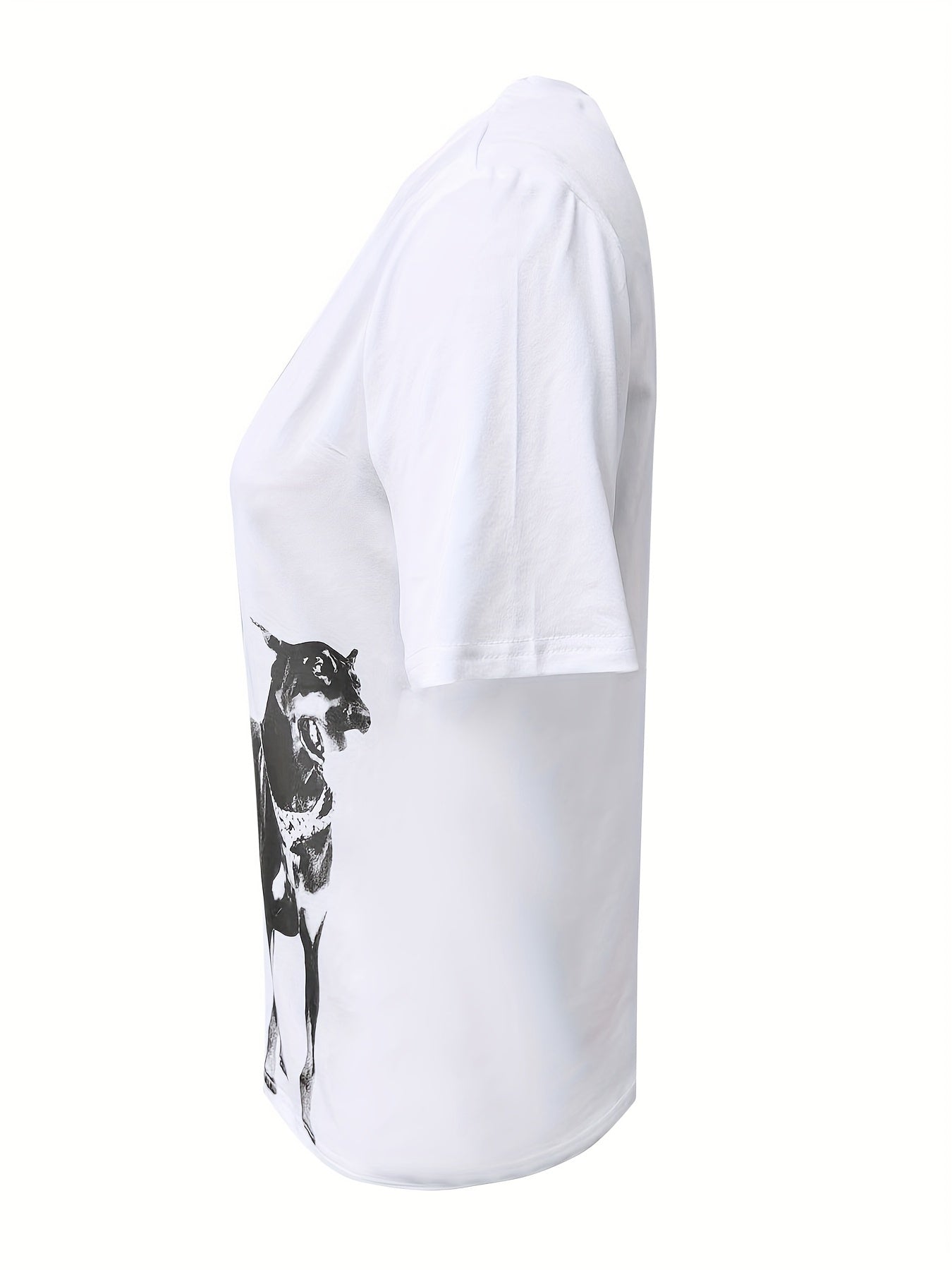 Dog Print Crew Neck T-Shirt, Casual Short Sleeve T-Shirt For Spring & Summer, Women's Clothing