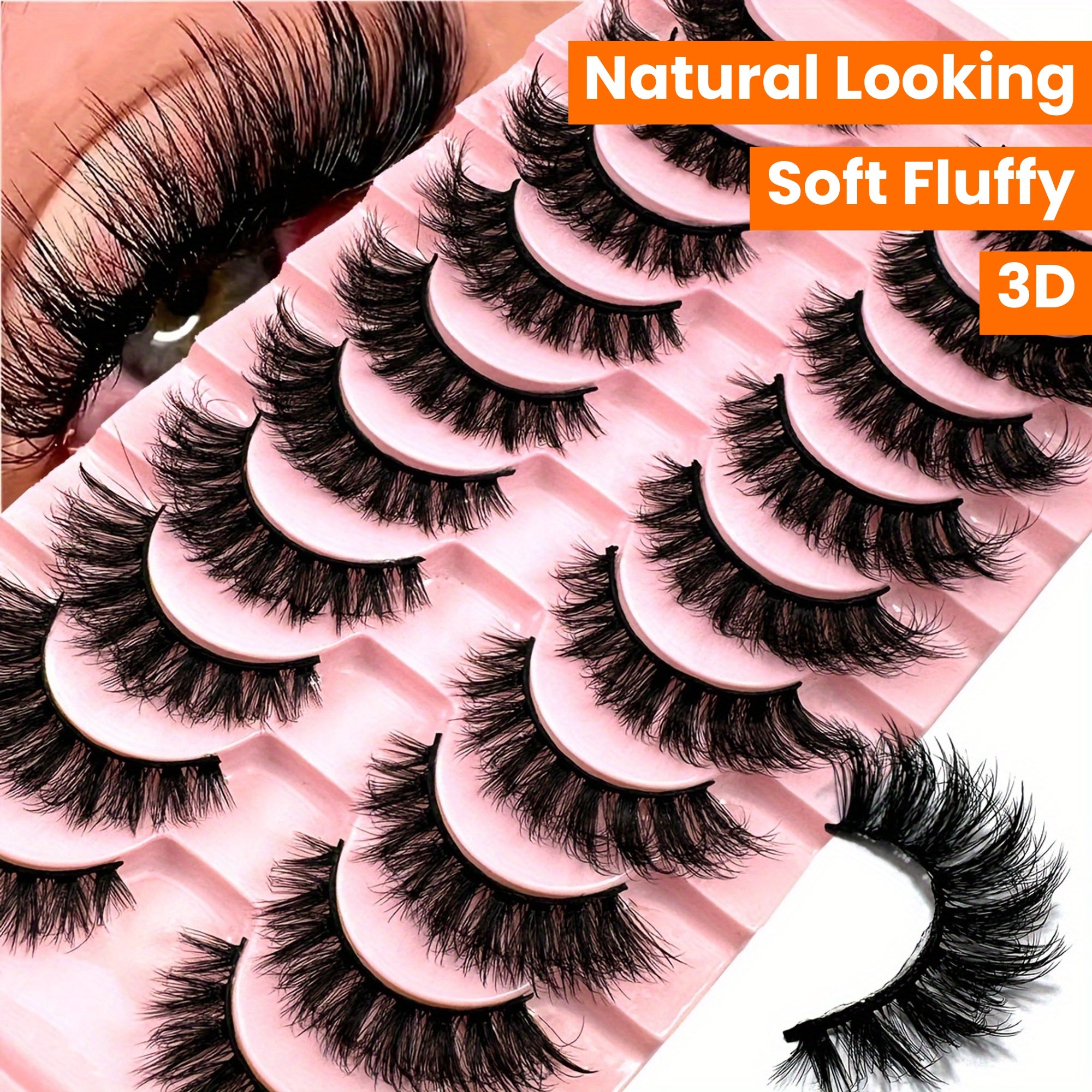 10 Pairs New False Eyelashes Cat Eye Fluffy False Mink Eyelashes 8D Wispy Eyelashes Dramatic Long Thick Curled False Eyelashes Natural Looking Soft Fluffy 3D False Eyelashes Russian Curled Eyelashes