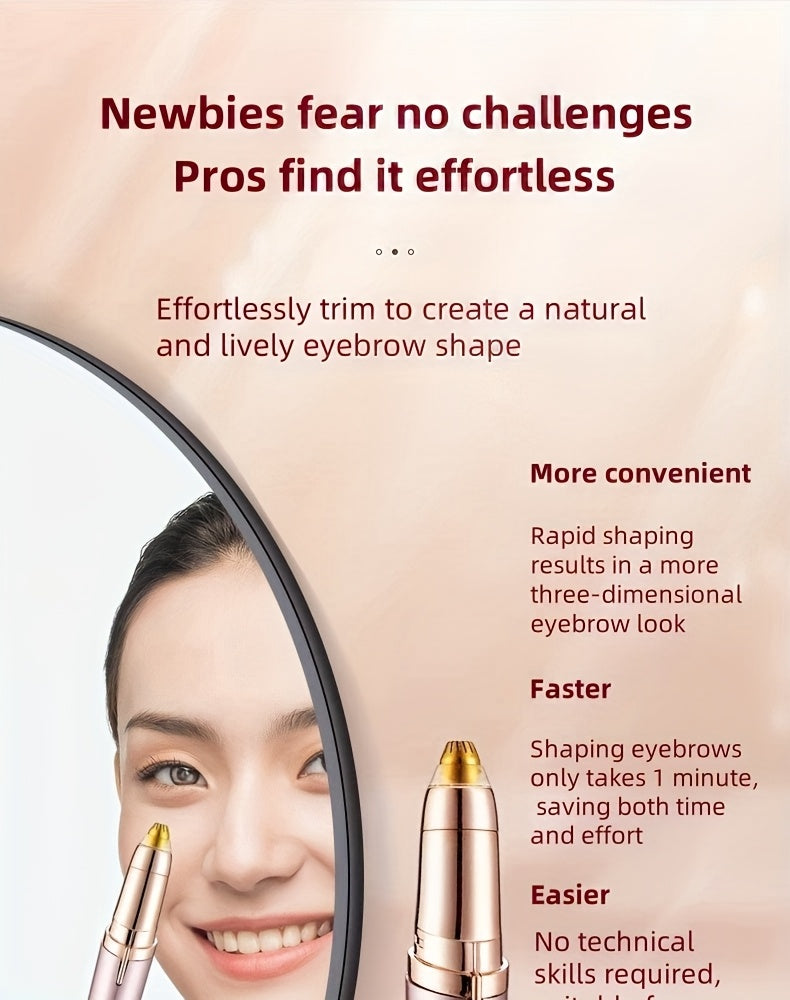 Electric Eyebrow Trimmer, Automatic, USB Charging, Rechargeable Lithium Battery 60mAh, Unscented, Abs Material, with Eyebrow Knife and Shaper (or Blade) for Women, Unisex Body Hair Remover