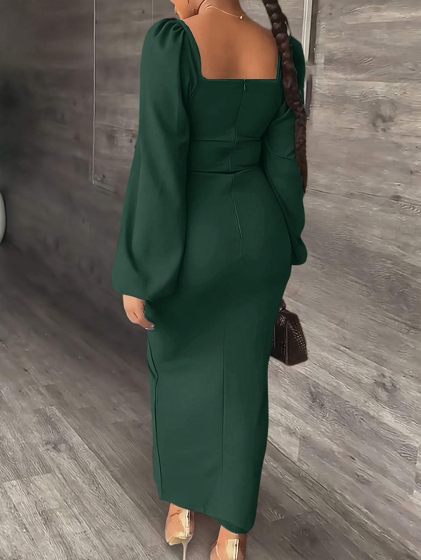 New European and American Style Fashion Slimming Split Long Sleeve Dress Trend