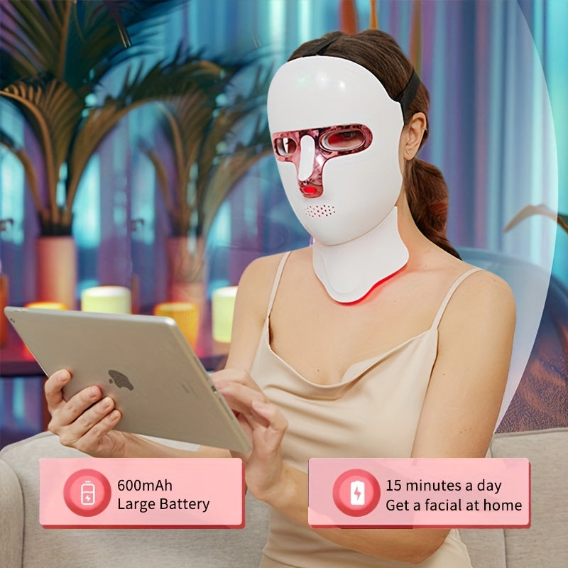 7-Color Touch Screen Facial Mask for Women - USB Rechargeable, Portable Skincare Device with Large Battery, 15-Minute Daily Use, Perfect Gift for Girlfriend or Valentine's Day