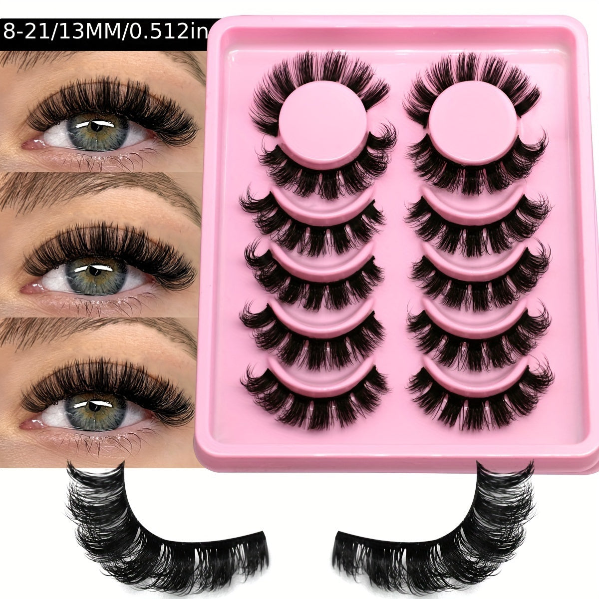 GROINNEYA 6/10 Pairs Manga Lashes Faux Mink Eyelashes Cat Eye Eyelashes Natural Full False Eyelashes Volumized Eyelash Extension Travel Essentials Makeup Tool