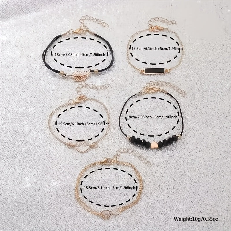 6pcs Elegant Ladies' Fashion Watch and Bracelet Set, Round Quartz Movement, PU Leather Strap, Zinc Alloy Case, Non-Rechargeable Battery - Perfect for Daily Wear, Parties, and Gifts for Special Occasions