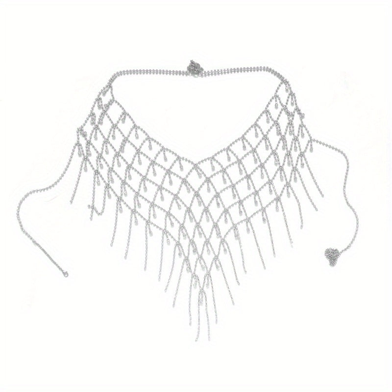 1 Luxurious Rhinestone Sparkling Chest Chain, Fashionable Retro Style Sparkling Body Chain Accessory for Women, Suitable for Gifts