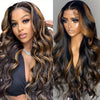 28 Inch 1B-30 Brown Ombre Human Hair Lace Front Wig with 13x4 HD Lace - Body Wave 180% Density Glueless Wig for & Men, Elegant Natural Look, Versatile Hairpiece | Sophisticated Hairstyle