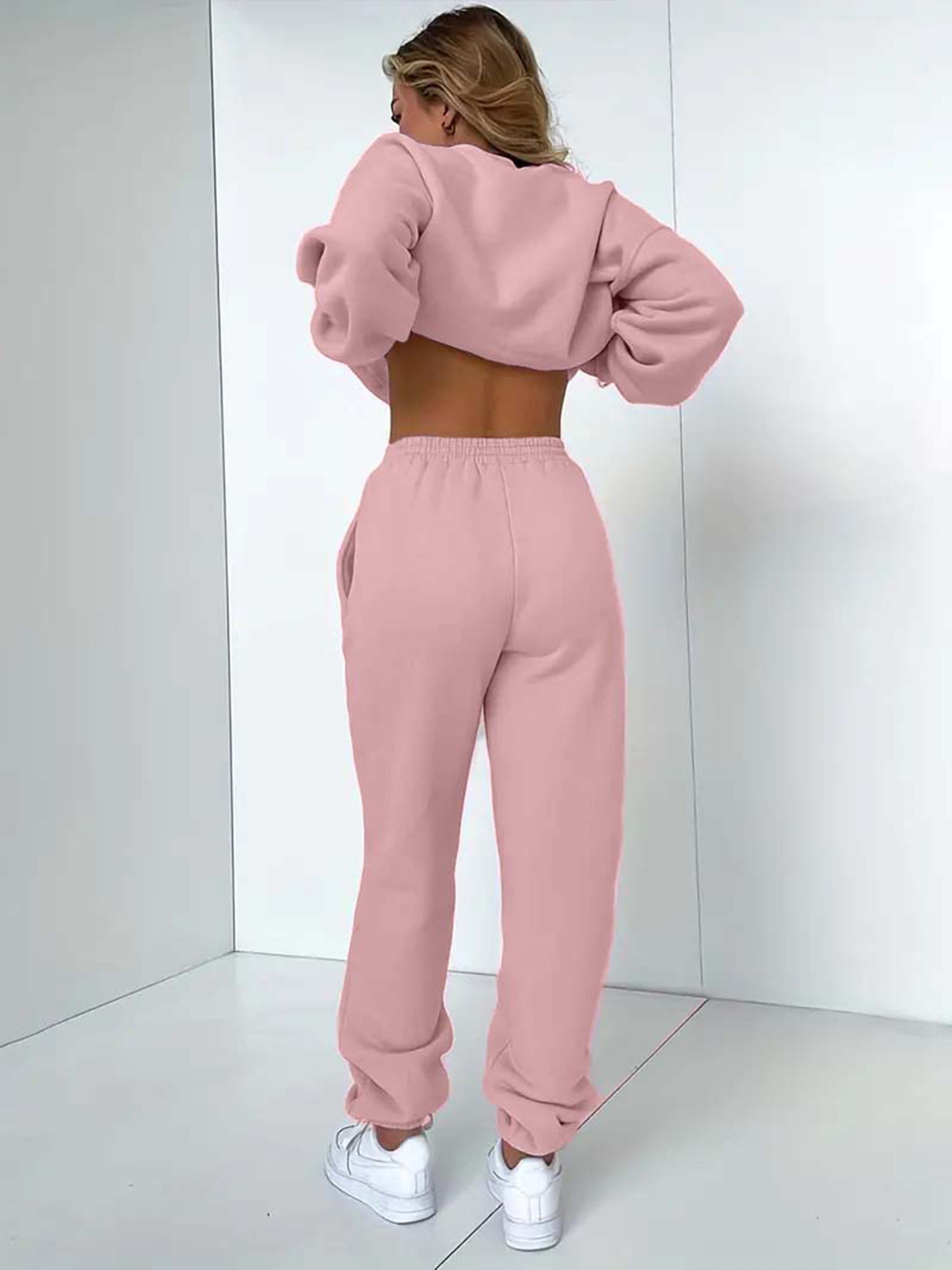 Two-Piece Pants Set - Casual Graphic Print, Warm Fleece, Long Sleeve Crew Neck Pullover Shirt, Skinny Elastic Waist Pants, Women's Clothing Outfits for Everyday Wear