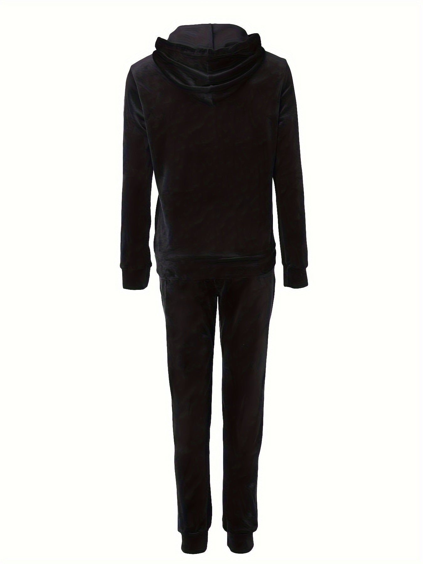 Casual Beaded Two-piece Set, Long Sleeve Pullover Hoodie & Drawstring Pants Outfits, Women's Clothing