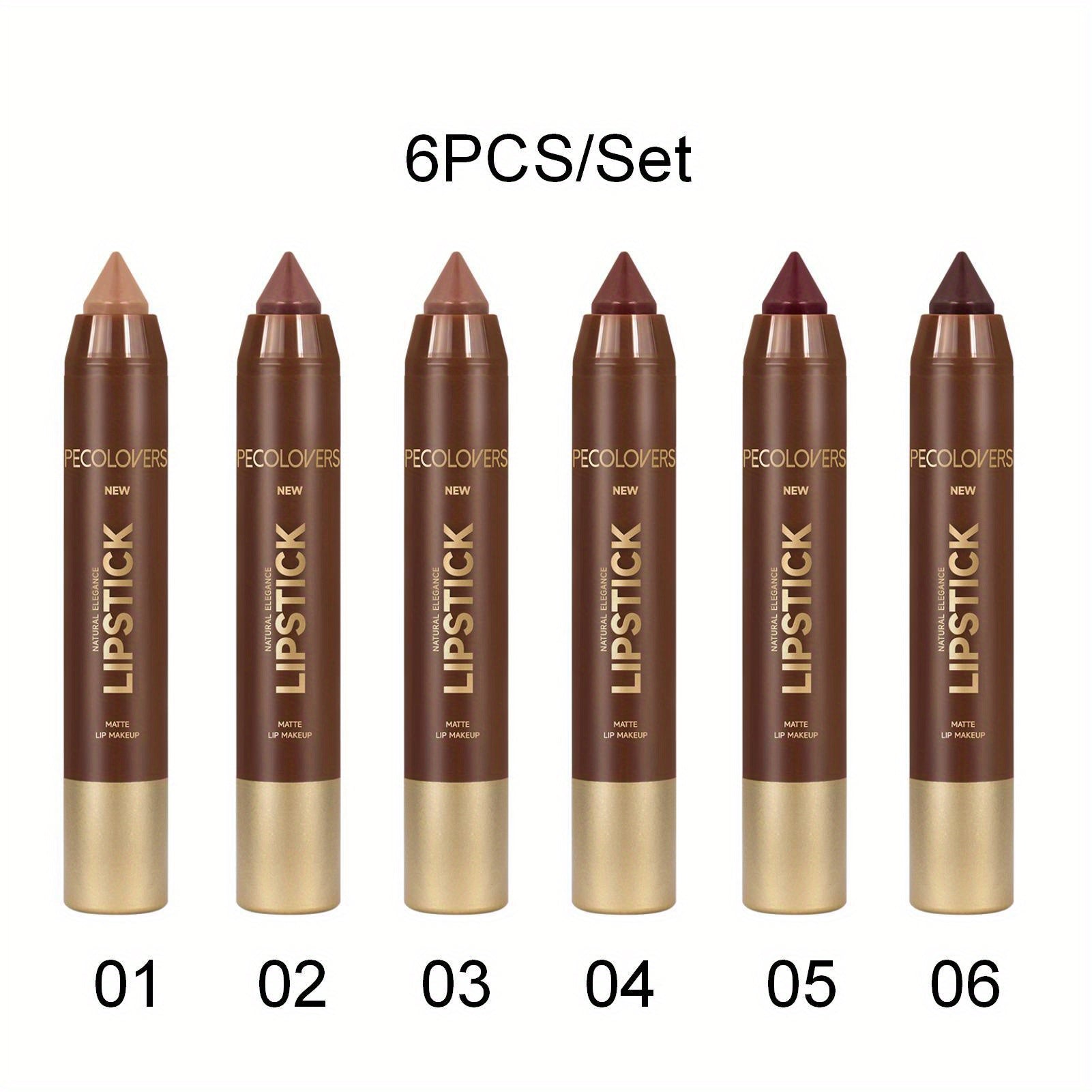 6PCS/Set Lipstick - Matte, Long-lasting, Waterproof, Non Stick Cup, Nude, Brown, Easter Makeup, Easter Holiday Party, Lipstick Pen