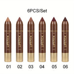 6PCS/Set Lipstick - Matte, Long-lasting, Waterproof, Non Stick Cup, Nude, Brown, Easter Makeup, Easter Holiday Party, Lipstick Pen