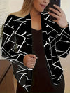 New Women'S Cardigan with Geometric Print Jacket