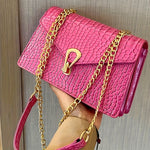 1 Women'S Fashion Rose Red Snake Pattern Crossbody Bag, Simple and Mature Style Handbag, Suitable for Daily Commuting and Holiday Parties