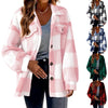 Turndown Collar Plaid Jacket With Pockets Single Breasted Button Down Woolen Jacket Autumn And Winter Clothes For Women