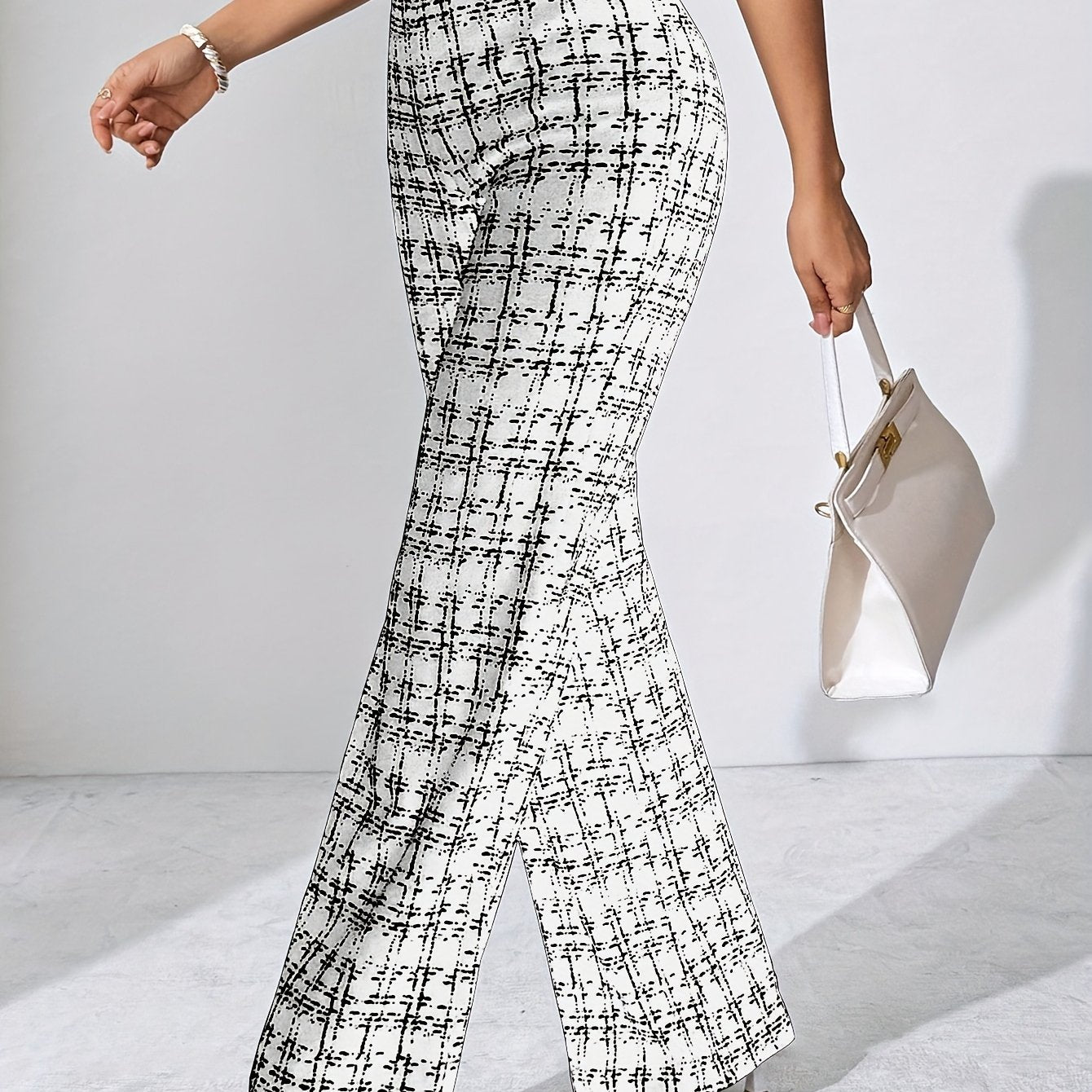 Casual Black Plaid Pattern, Suitable for Various Occasions, Straight-Leg Pants for Spring/Summer/Autumn.
