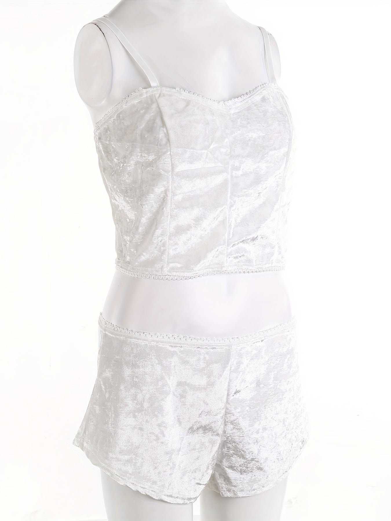 2PCS Women's Pajama Sets, Square Neck Crop Top & Elastic Shorts, Smooth Polyester Fabric, All-Season Sleepwear Set | Micro Elasticity | Machine Washable