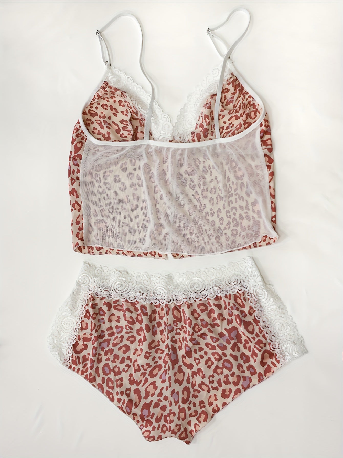 Valentine'S Day Rose Print Satin Lace Patchwork Slit Sexy Pajama Set
