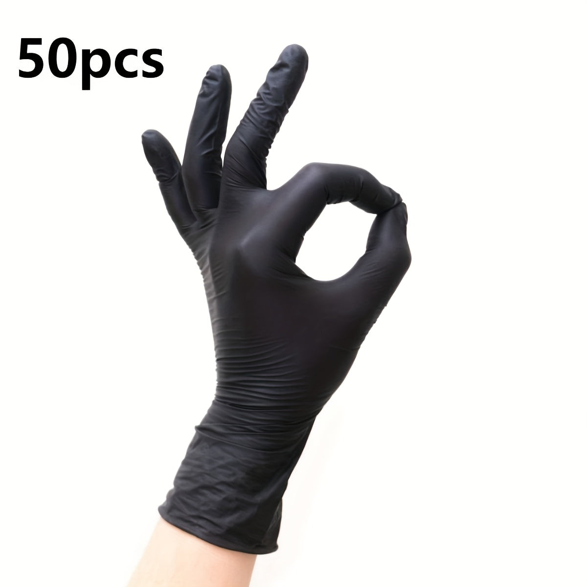 Local Warehouse, 50pcs, Black Pure Nitrile Disposable Gloves, Durable Household Cleaning Gloves, Apply to Kitchens Cleaning, Tattoo, Beauty Salons, Bathroom, Cleaning Supplies, Household Gadgets, Heavy-Duty, Textured Fingerti