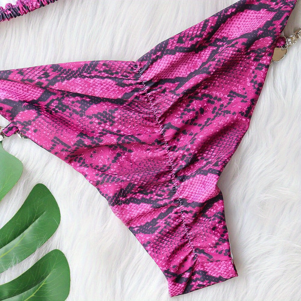 2025New Bikini, Sexy Snake Print Crystal Diamond Women'S Split Swimsuit, Beach Swimsuit