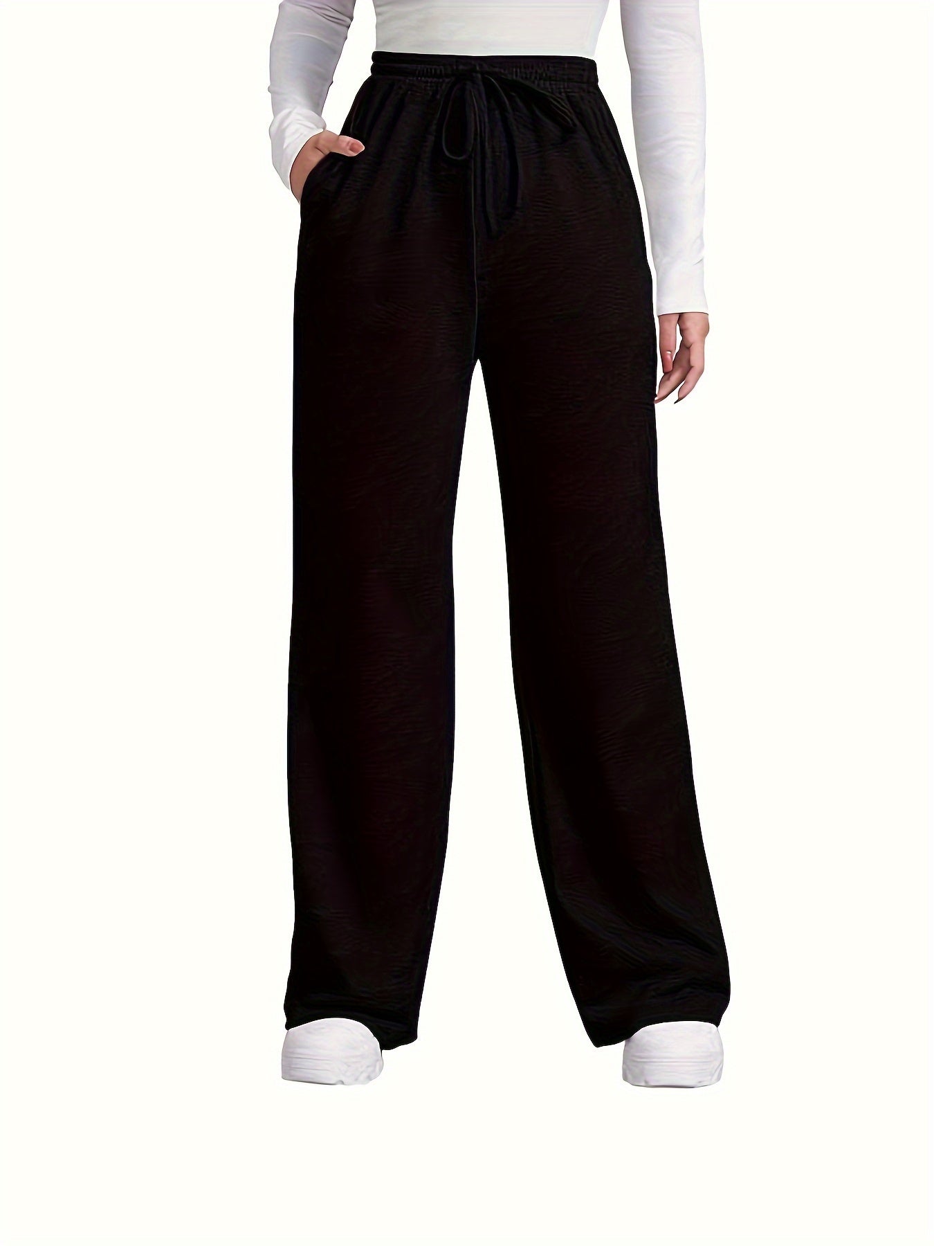 Women's Brown Drawstring Joggers - Casual & Comfy Polyester Sweatpants with Pockets, Mid-Rise, All-Season Wear