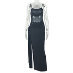 Crew-neck, Form-fitting Street-style Long Dress