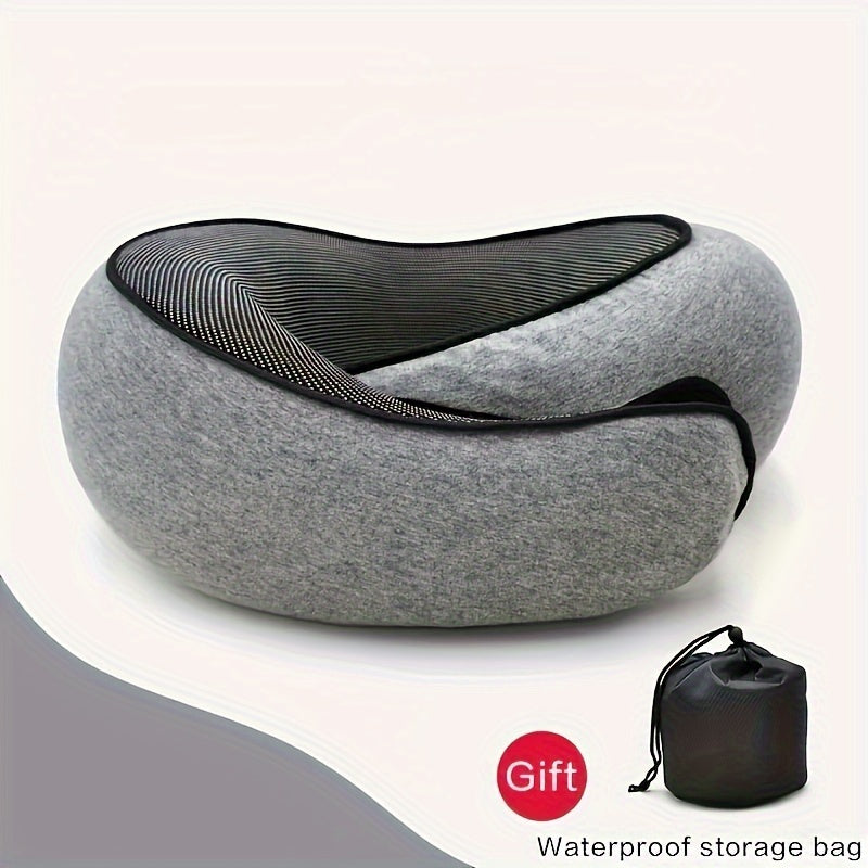 Comfortable Memory Foam 1pc Travel Pillow - Breathable, Machine Washable - For Airplane, Office, Car, and Home Lounging