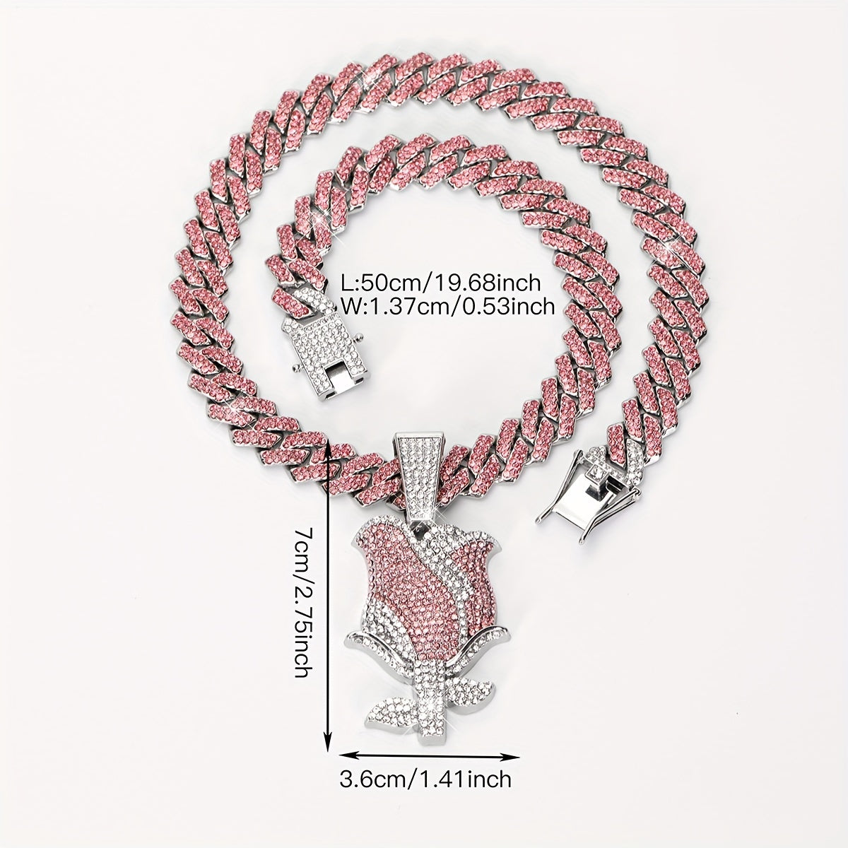 [Pink Rose Ladies Pendant] Elegant Pink Rose Pendant Necklace - Full Water Drill, Perfect for Daily Wear and Gifts