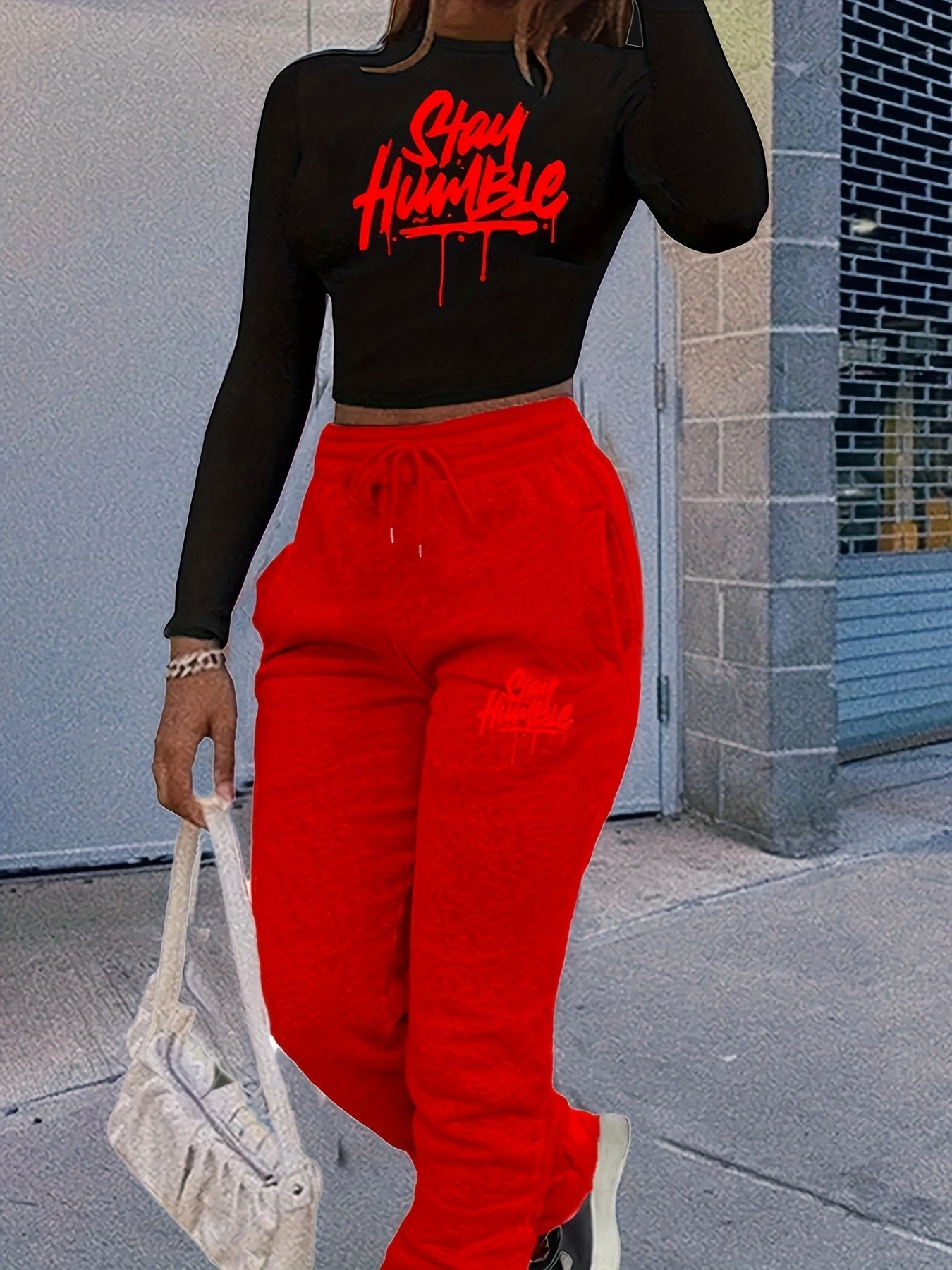 5599S19 Fitted Cropped Long Sleeve Set, European And American Women'S Clothing, Sweatshirt Fabric, Sports Casual Style, Drawstring with Pockets, Long Sleeve Fitted Leisure Outfit.