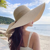 Chic Wide Brim Straw Sun Hat for Women - Summer Beach & Travel Cap with Adjustable Drawstring, Breathable Paper Material