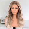 Realistic Glueless Lace Front Wig for Women - Brown Rooted Ash Blonde Body Wave 20" Shoulder Length, 130% Density Synthetic Hair with 13x4x1 Lace Area, Middle Part Elegant Unisex Wig for All Ethnicities, Versatile Hairpiece |