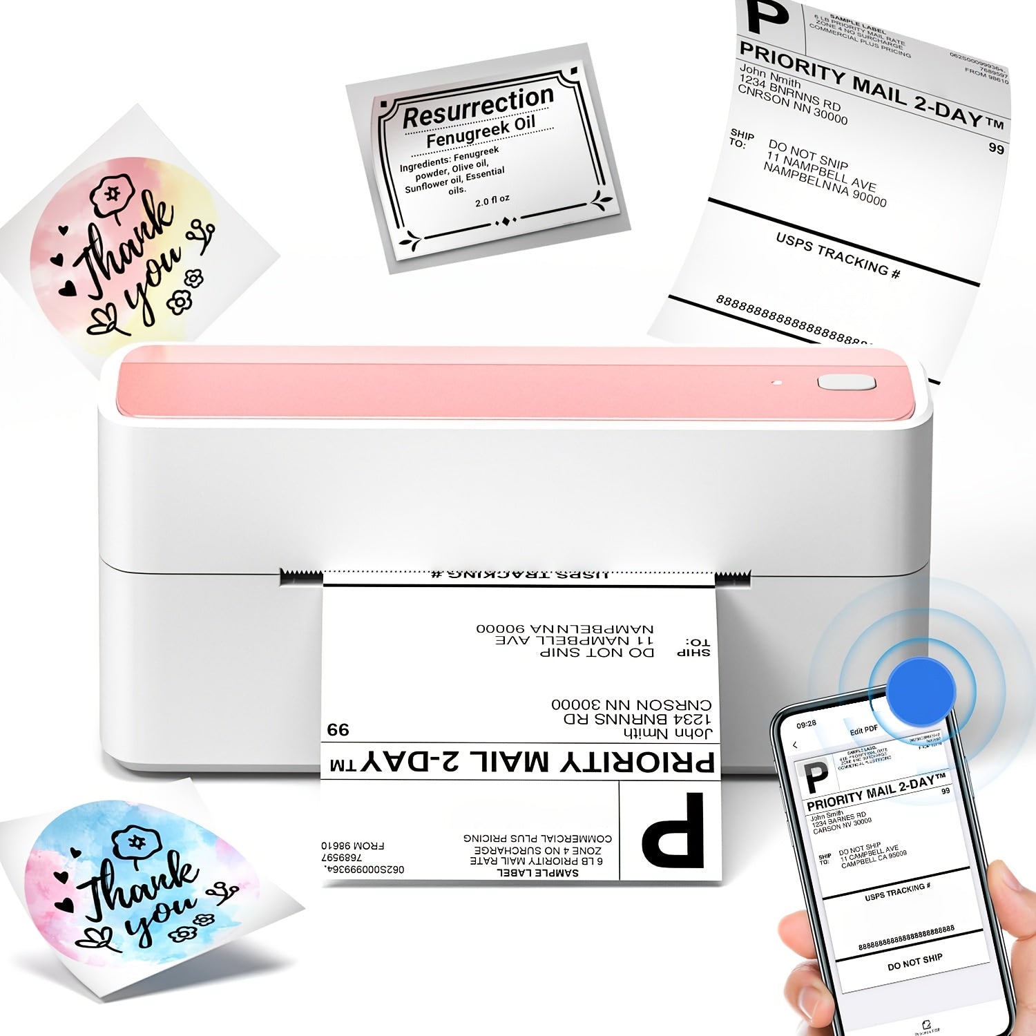 4x6 Transportation Label Printer - Supports Most Platforms, Print Width 1" - 4.7" Wireless Thermal Printer for Small Business, Packaging, 150mm/s Fast Printing, Compatible for Mobile And Computer Use
