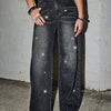 Ladies Fashion Hot Drilling A Sexy Micro-elastic Comfortable Joker Street Trend Advanced Straight Wide-leg Women'S Pants
