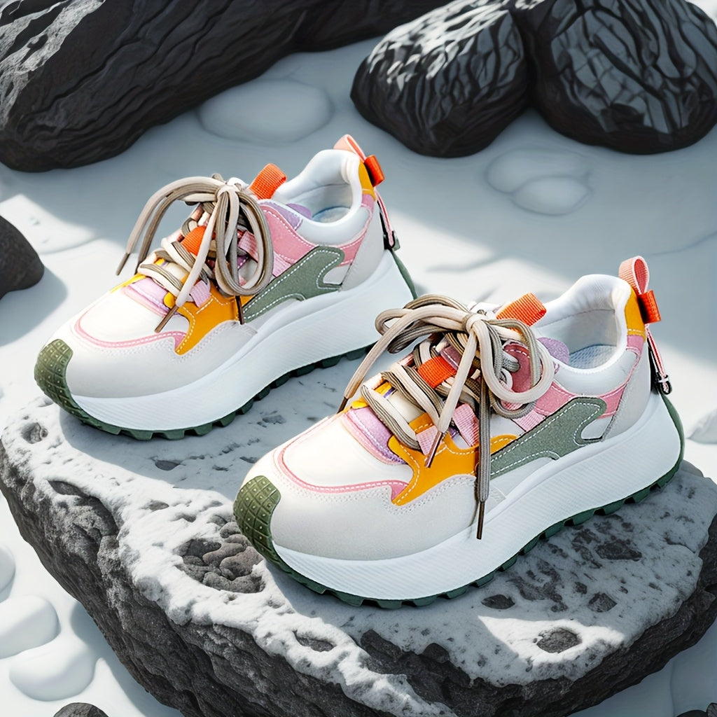 Women'S 2025 New Arrival, Colorful Striped Running Shoes with Thick Sole - All-Season Motion-Control Sneakers for Fitness and Running, Allseason Sneakers|Playful Design|Motioncontrol Support
