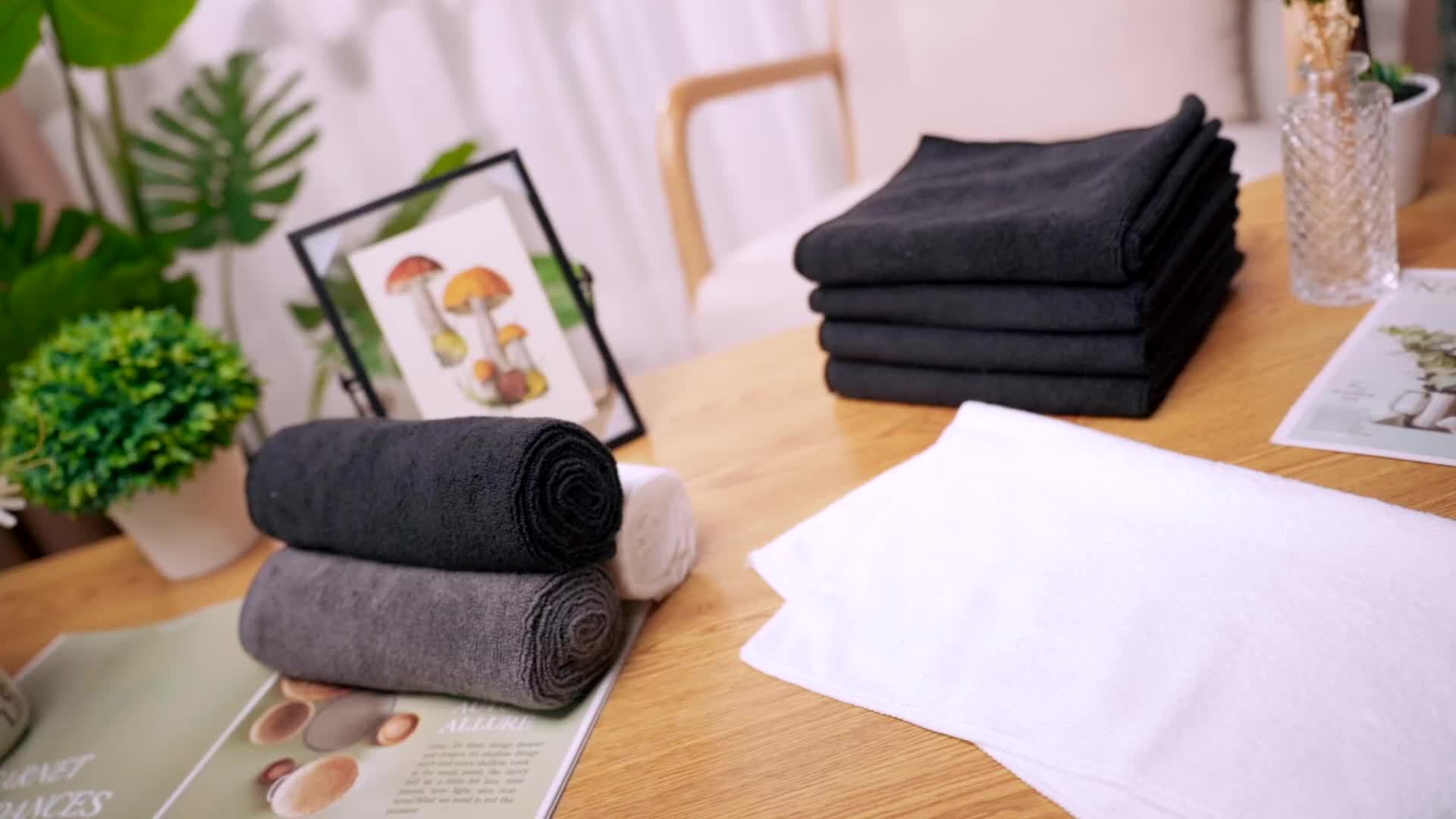 26 Packs of Bleach Proof Salon Towels Absorbent Microfiber Towels Bleach Resistant Salon Hand Towels for Gym Bath Spa Shaving Shampoo Home Hair Drying 16 x 28 Inches (Black)