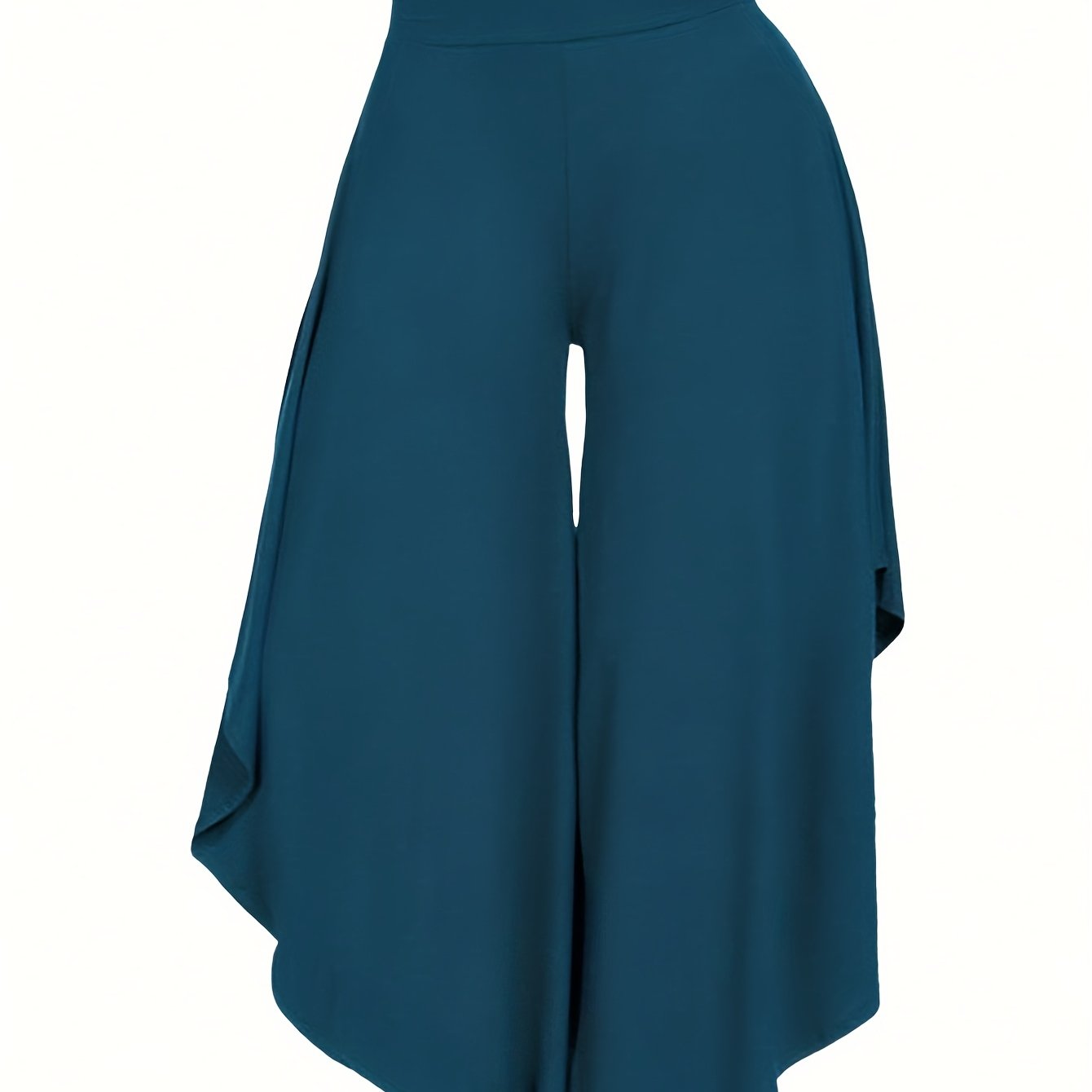 Solid Color Asymmetrical Wide-Leg Pants
