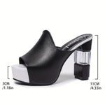 Women'S High-Heeled Sandals Featuring a Comfortable Waterproof Platform And Stylish Chunky Crystal Heels, New for Spring And Summer, Modeled After Paris Fashion Show Styles.