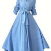 European and American Cross-border Slimming Mid-Long Elegant Dress