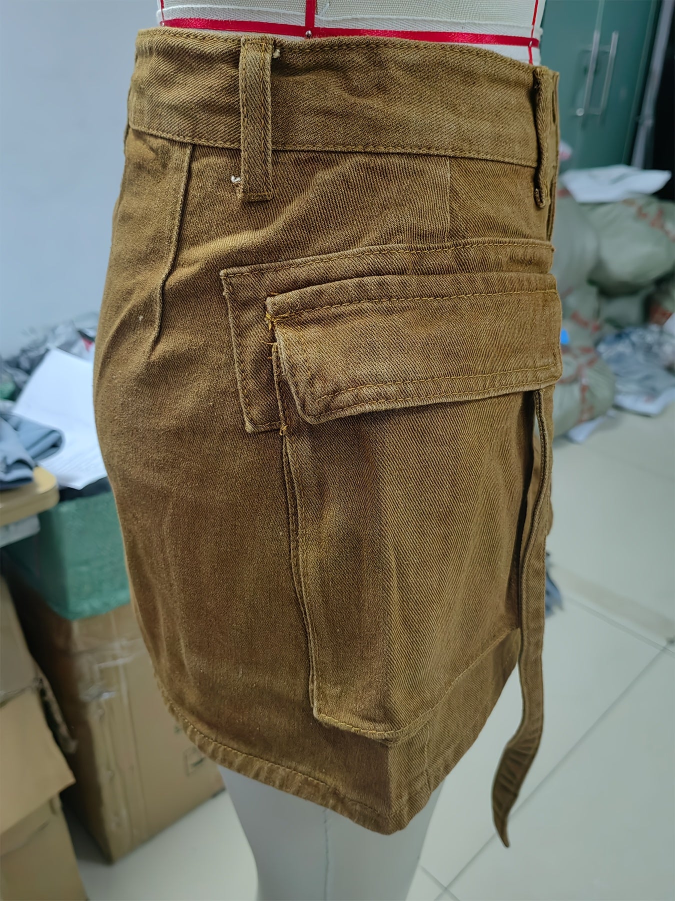 Black Workwear Straight Skirt with Large Pockets