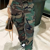 High-Waist Camo Cargo Pants for Women - Stylish Straight-Leg Design with Drawstring Waist, Perfect for Casual Outings