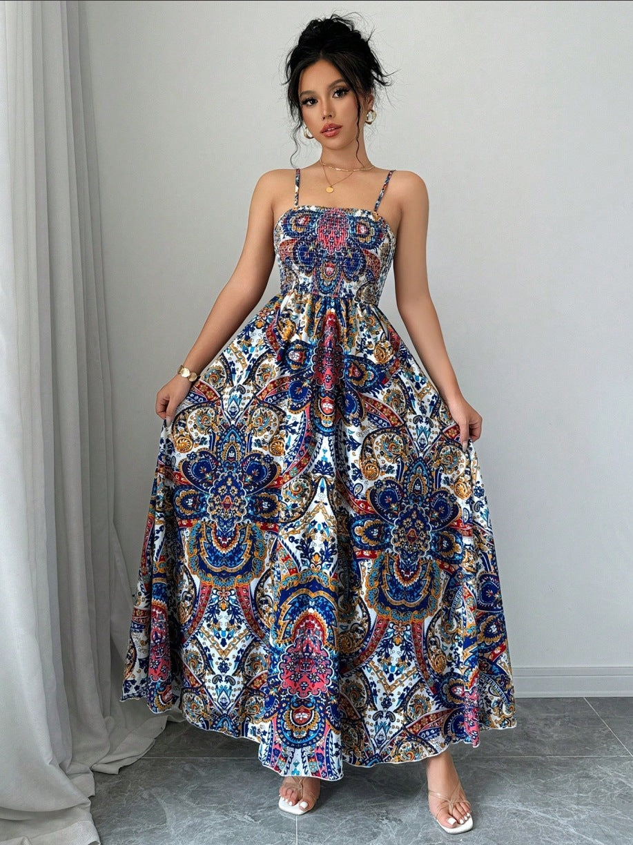 Mid Length Womens Printed Slip Dress