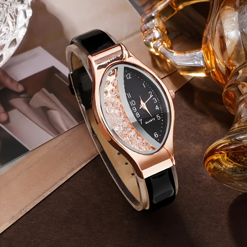 Beautiful wine barrel-shaped watch case alloy ladies quartz wristwatch paired with a leaf bracelet, perfect match and first choice for her gift