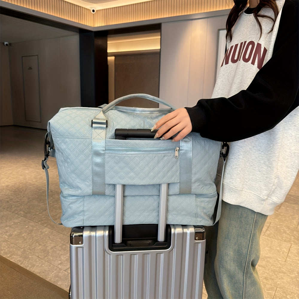 EONOTHEM Large Capacity Multi-Functional Duffel Bag with Removable Strap - Quilted Design, Zip Closure, Shoe Compartment, Ideal for Yoga, Fitness, Travel & More - Perfect Gift for Valentine'S Day, Ramadan, Eid, and New Year,