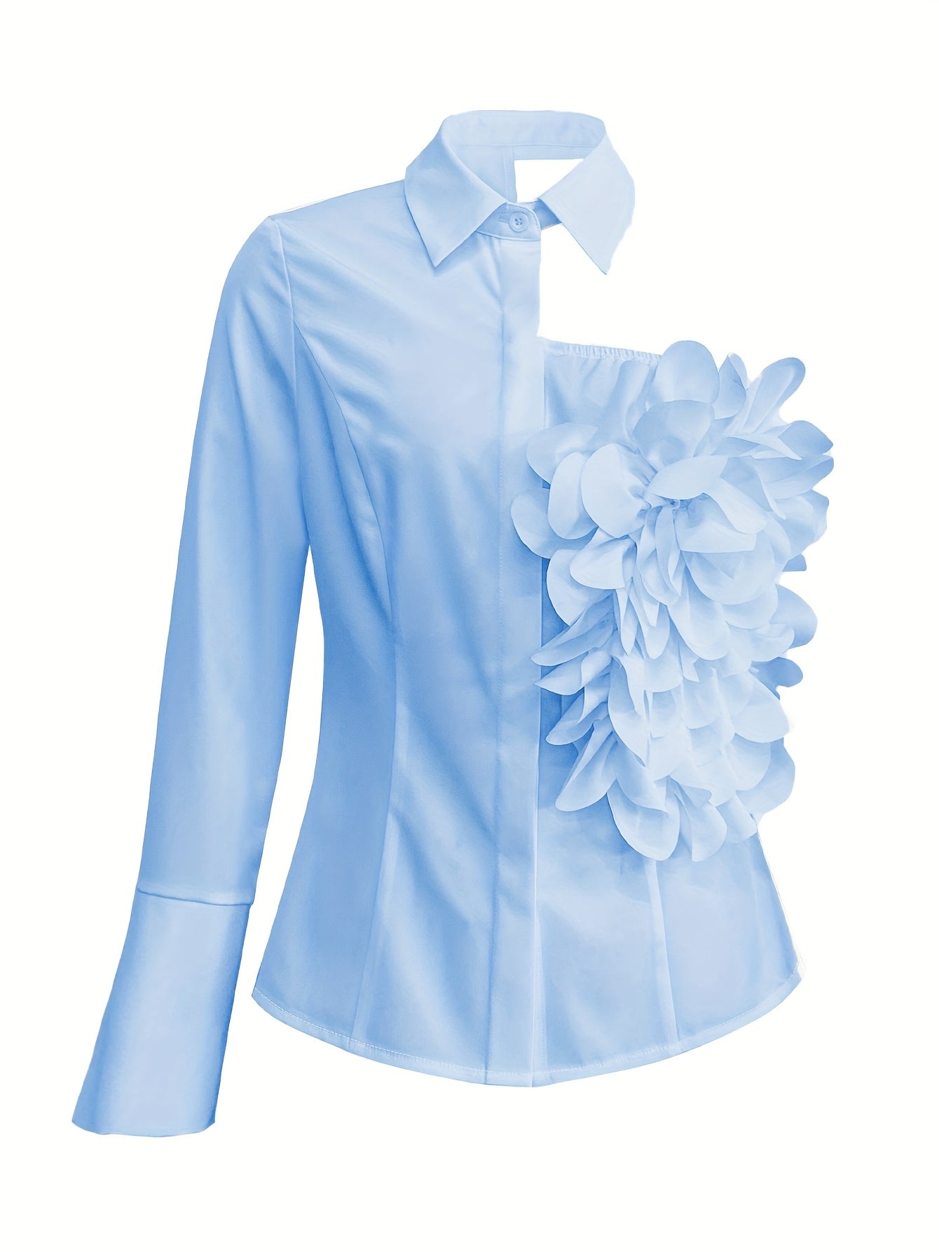 Women's Sexy Off-Shoulder Ruffled Blouse - Semi-Sheer Solid Color Top with Floral Accents, Machine Washable Spring/Summer Shirt for Casual & Formal Outfits