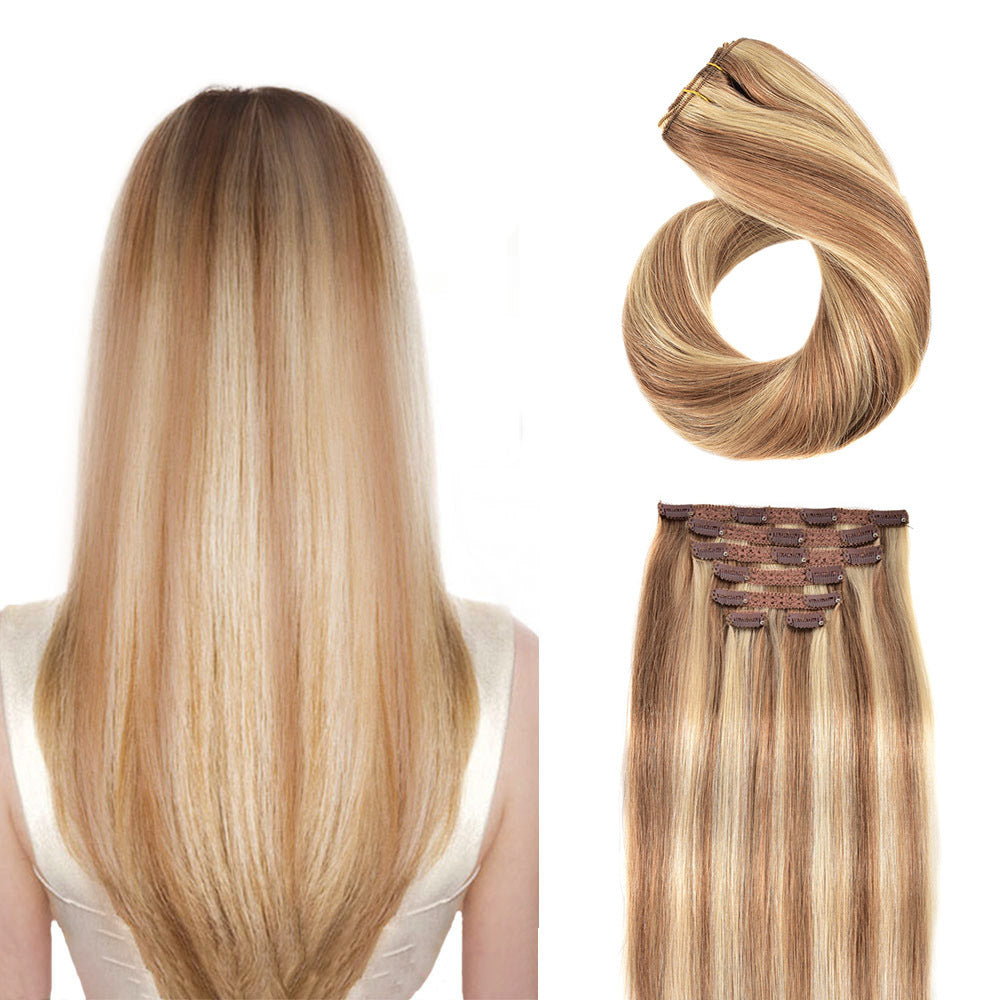 Clip in Hair Extensions Remy Human Hair Clip in Human Hair Natural Straight Clip in Extensions Full Head 7pcs 2.47 oz Long Straight Real Hair