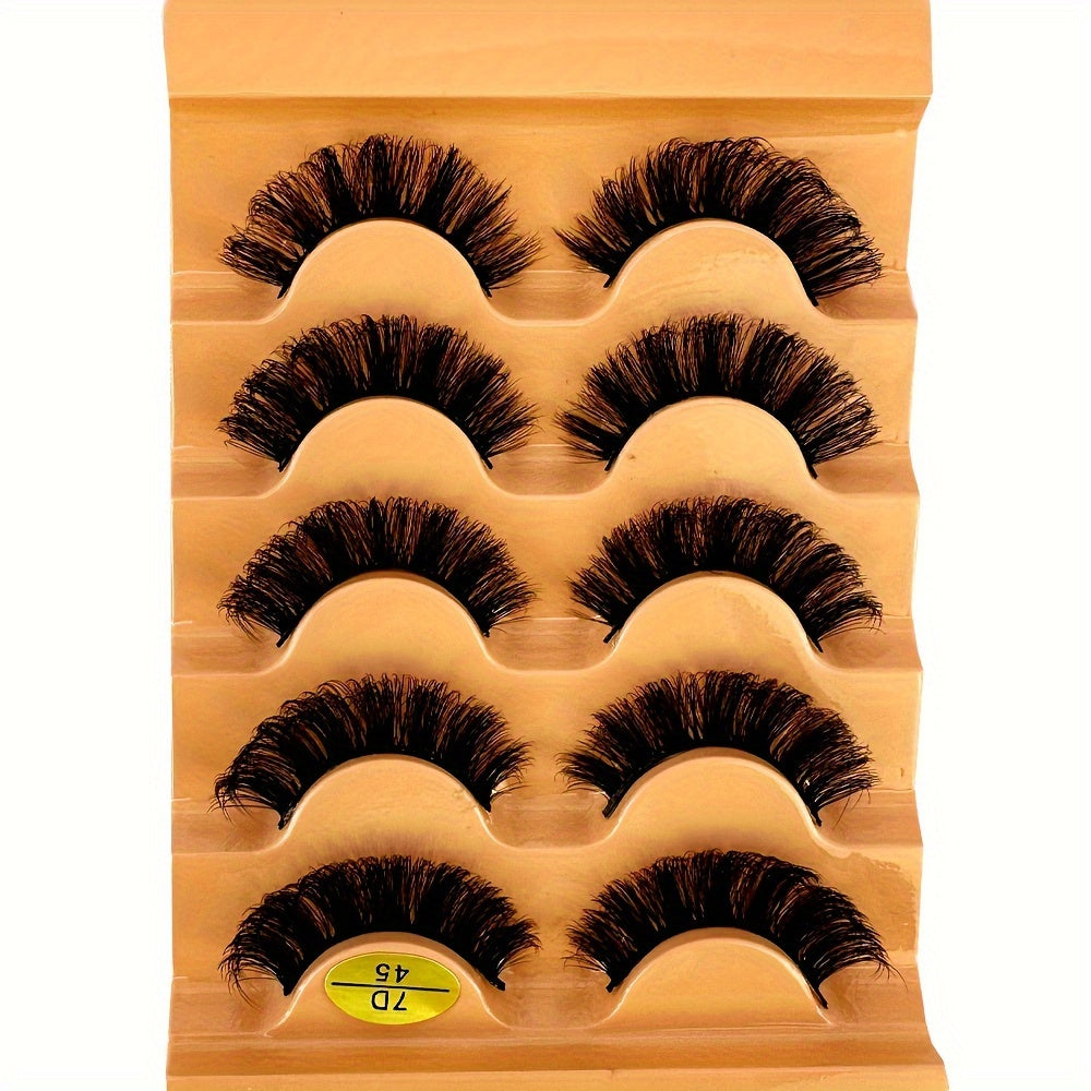 5 Pairs Cat Eye Eyelashes 3D Natural False Lashes D Curling Fluffy Soft Cross Manga Lashes Wispy Natural Eyelash Extension Makeup